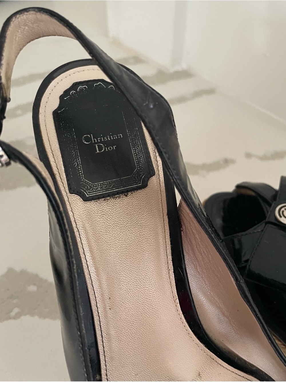 Dior Black Patent Leather Bow Wedge Espadrille - Picture 6 of 7